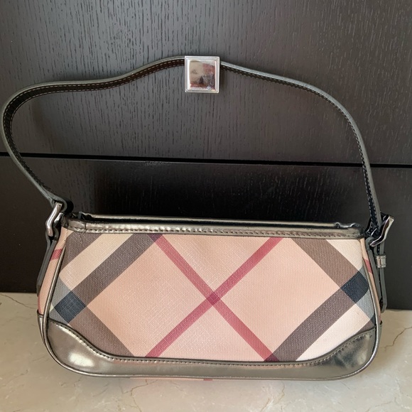 Burberry supernova check pochette with gunmetal - Picture 1 of 10